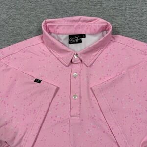 Sunday Swagger Polo Shirt Mens Large Pink Splatter Performance Stretch Golf